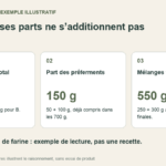 Schéma original : les 700 g de farine de deux pâtes comprennent 150 g pour les préferments et 550 g pour les mélanges finaux.
